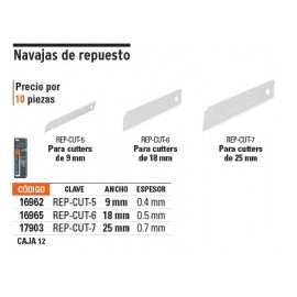 REPUESTO PARA CUTTER 6" CON 5 CUCHILLAS