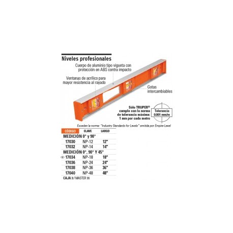 NIVEL PROFESIONAL 24" TRUPER---17036/TRUPER