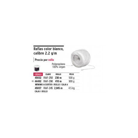 RAFIA CAL 2.2G/M 230M BLANCO --- FIERO /45032