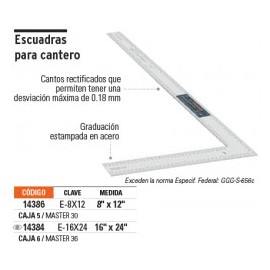 ESCUADRA P/CANTERO 8 PLG X 12 PLG ---14386 /TRUPER