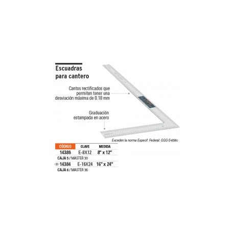 ESCUADRA P/CANTERO 8 PLG X 12 PLG ---14386 /TRUPER
